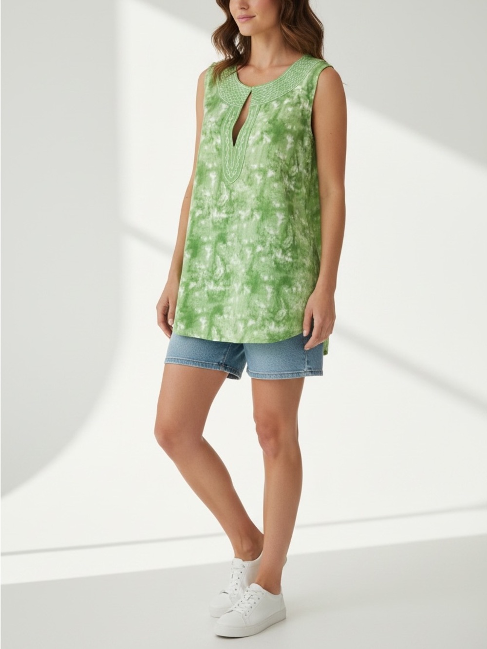 Marina Luna Tropical Tie Dye Linen Top.